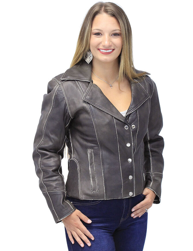 Form Flattering Vintage Leather Motorcycle Jacket for Women #LA4040ZRDN ...