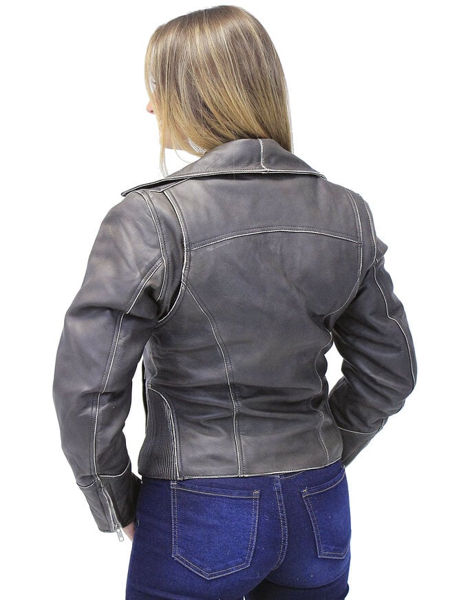 Jamin Leather® Vintage Leather Motorcycle Jacket for Women #LA4040ZRDN