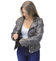 Jamin Leather® Vintage Leather Motorcycle Jacket for Women #LA4040ZRDN