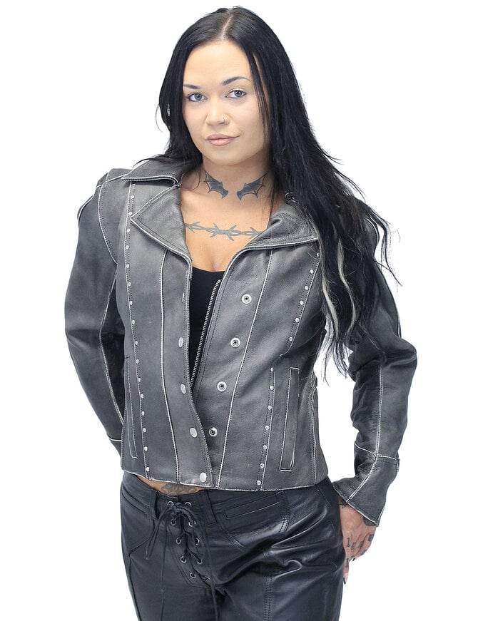 punk leather jacket women