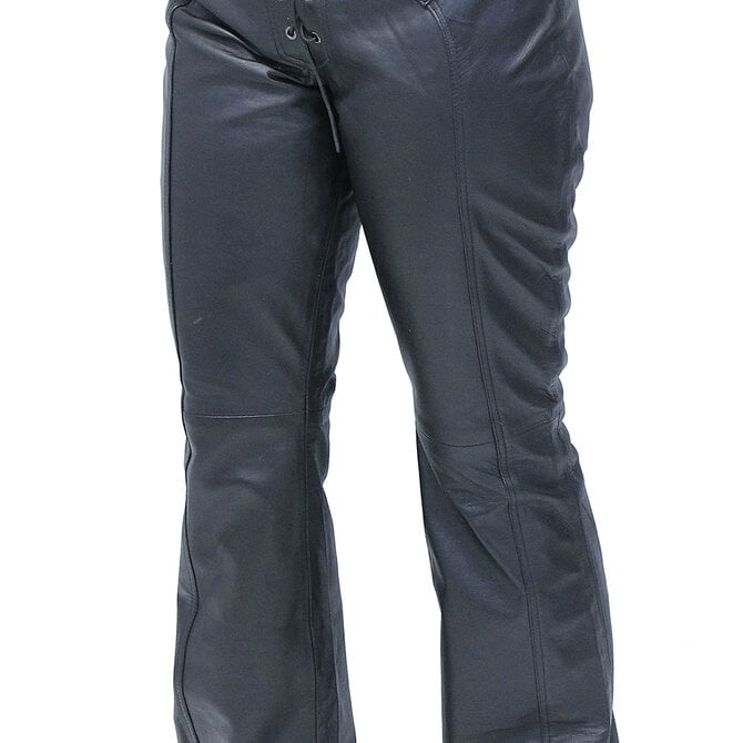 Lace up Leather Pants / Black Leather Motorcycle Pants 