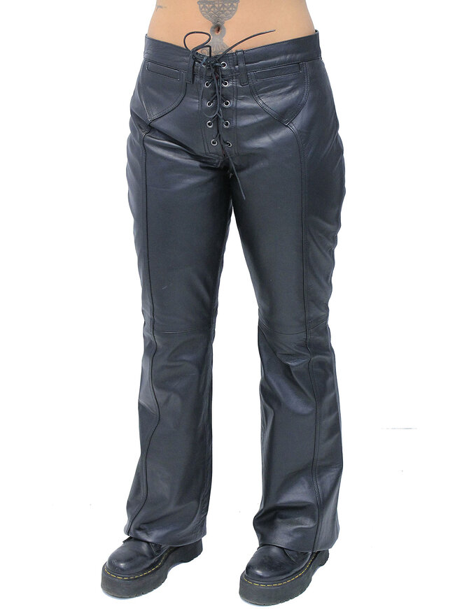 Jamin Leather® Bell Bottom Lace Up Leather Pants for Women #LP2071LK