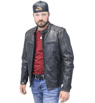 Men's Vintage Black Scooter Jacket w/Concealed Pockets #MA2530ZVV