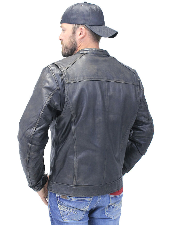 Men's Vintage Black Scooter Jacket w/Concealed Pockets #MA2530ZVV