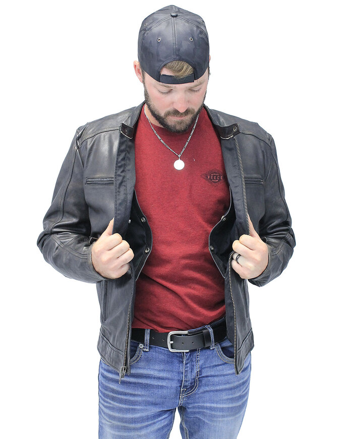 Men's Vintage Black Scooter Jacket w/Concealed Pockets #MA2530ZVV