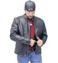 Unik Vintage Black Concealed Pocket Motorcycle Jacket w/Vents #MA5020VZK