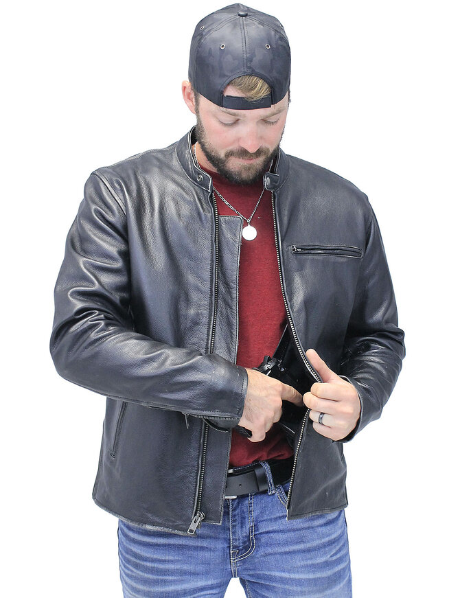 Unik Vintage Black Concealed Pocket Motorcycle Jacket w/Vents #MA5020VZK