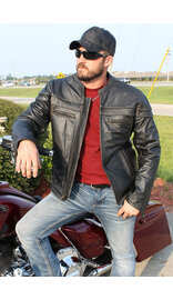 Dark Vintage Brown Leather Vented Motorcycle Jacket w/Concealed Pockets #MA6037VZN