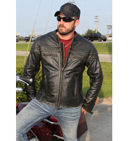 Dark Vintage Brown Leather Vented Motorcycle Jacket w/Concealed Pockets #MA6037VZN
