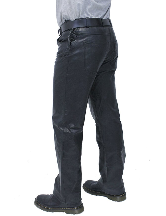 Top Side Lace Leather Pants for Men #MP804LK