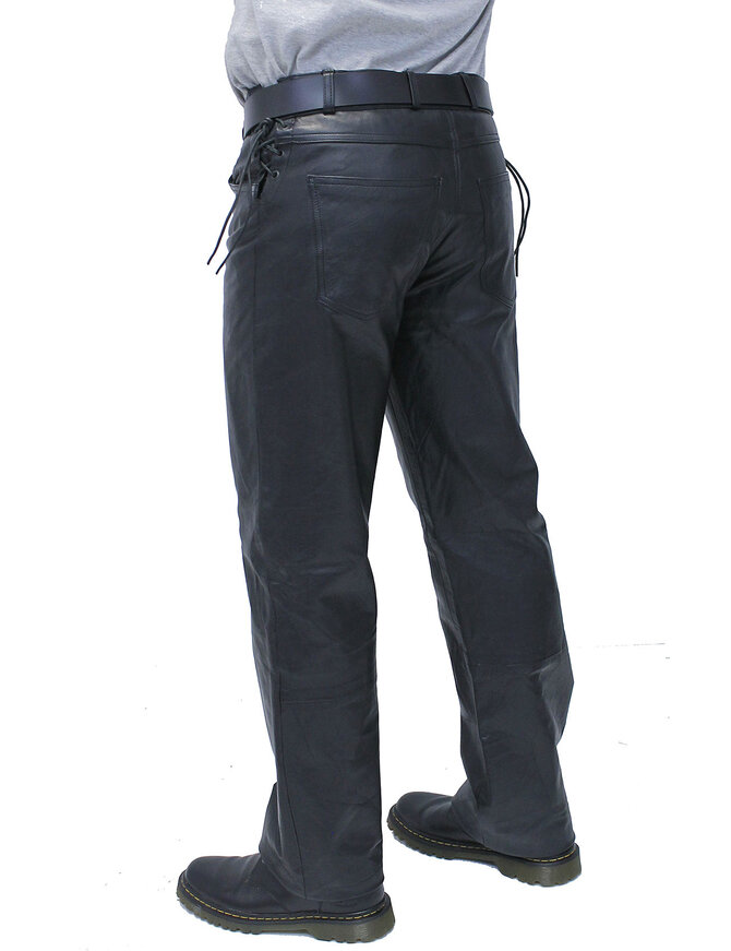 Top Side Lace Leather Pants for Men #MP804LK