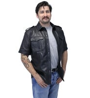 Jamin Leather® Lambskin Short Sleeve Uniform Leather Shirt #MS2300K