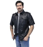 Jamin Leather® Lambskin Short Sleeve Uniform Leather Shirt #MS2300K