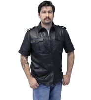 Jamin Leather® Lambskin Short Sleeve Uniform Leather Shirt #MS2300K
