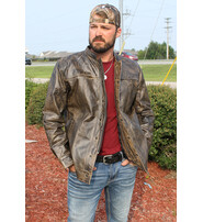 Jamin Leather® Men's Vented Vintage Brown Shirt w/Easy Access Pocket #MS22083VGY