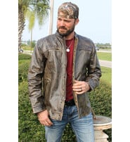 Jamin Leather® Men's Vented Vintage Brown Shirt w/Easy Access Pocket #MS22083VGY