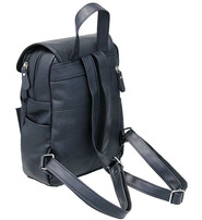 Practical Size Black Leather Backpack Purse #BP0030K