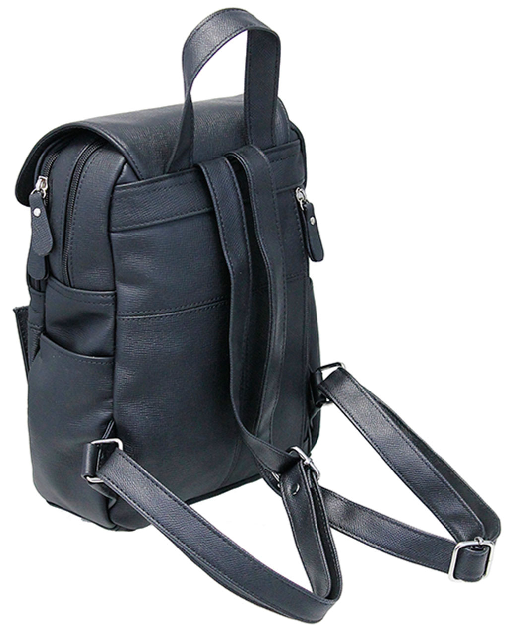 Practical Size Black Leather Backpack Purse #BP0030K - Jamin Leather®