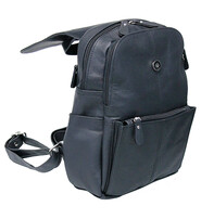 Practical Size Black Leather Backpack Purse #BP0030K