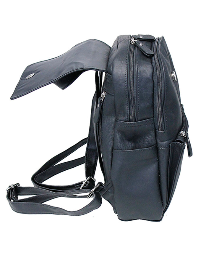 Practical Size Black Leather Backpack Purse #BP0030K