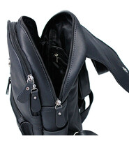 Practical Size Black Leather Backpack Purse #BP0030K