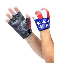 USA Fingerless Flag Leather Gloves #G8199USA