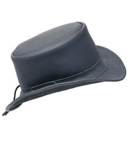 Plain Black Leather Biker Tophat #H92360K