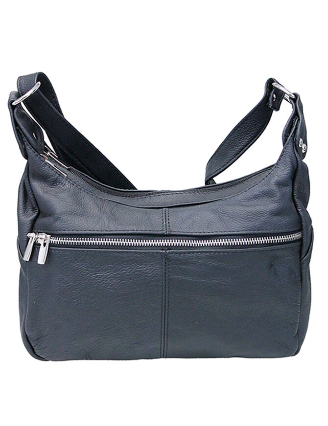 Medium Size Double Zip Top Leather Purse #P027K