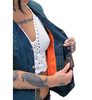 Milwaukee Women's Blue Denim Side Lace Biker Vest #VLC40012LU