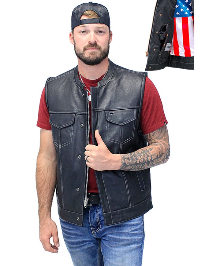 Concealed Pocket USA Flag Club Vest w/Easy Access Pocket 