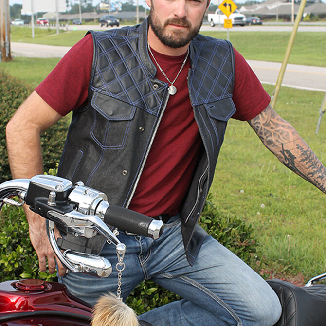 Big & Tall Leather Vest w/Side Lacing #VM605LT - Jamin Leather®