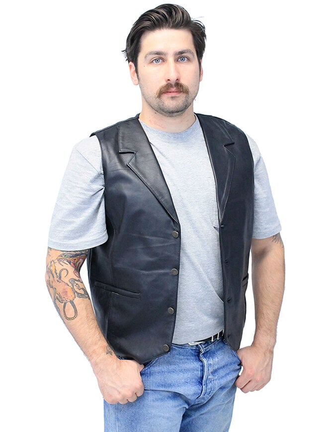 Jamin Leather® Men's Black Leather Lambskin Western Vest #VM11012K