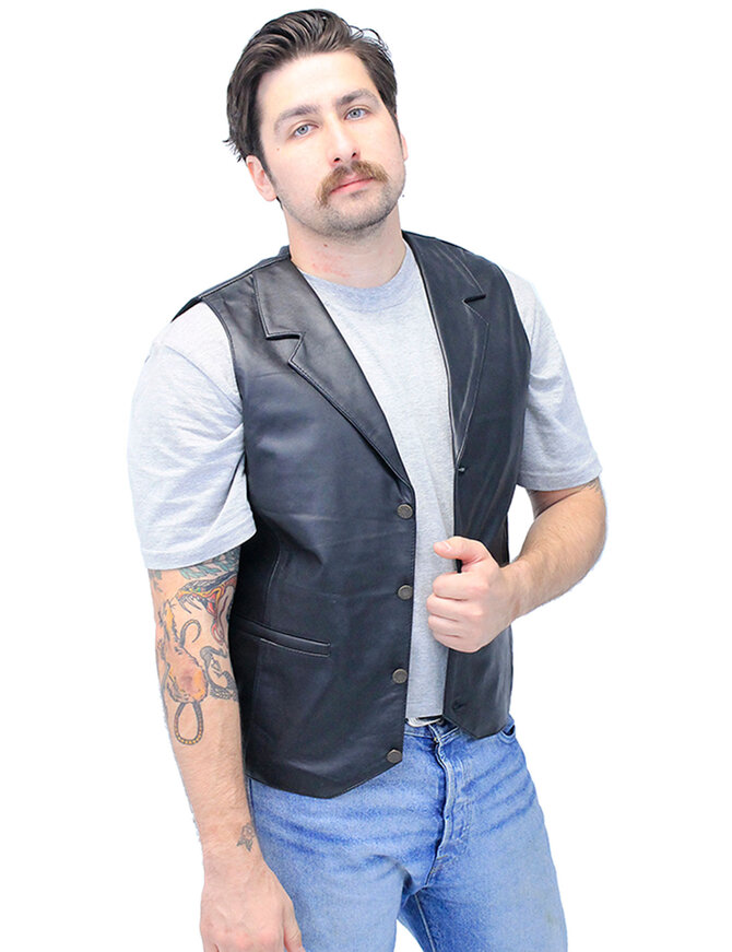 Jamin Leather® Men's Black Leather Lambskin Western Vest #VM11012K