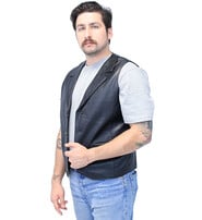 Jamin Leather® Men's Black Leather Lambskin Western Vest #VM11012K