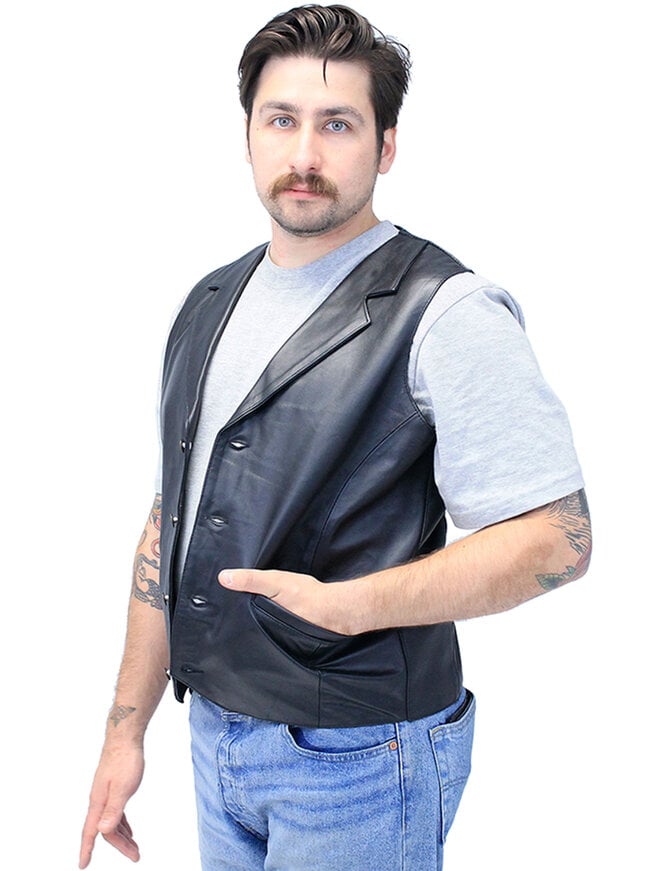 Jamin Leather® Men's Black Leather Lambskin Western Vest #VM11012K