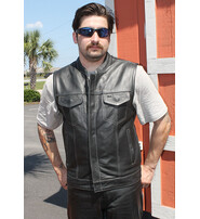 Unik Gray Stitch Paisley Lined Leather Concealed Pocket Vest #VM66650GWK