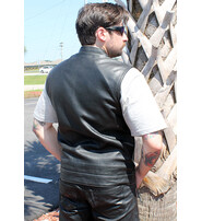 Unik Gray Stitch Paisley Lined Leather Concealed Pocket Vest #VM66650GWK