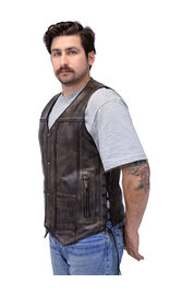 Vintage Brown Leather Vest For Conceal Carry #VMA3540GN