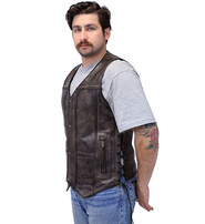 Vintage Brown Leather Vest For Conceal Carry #VMA3540GN