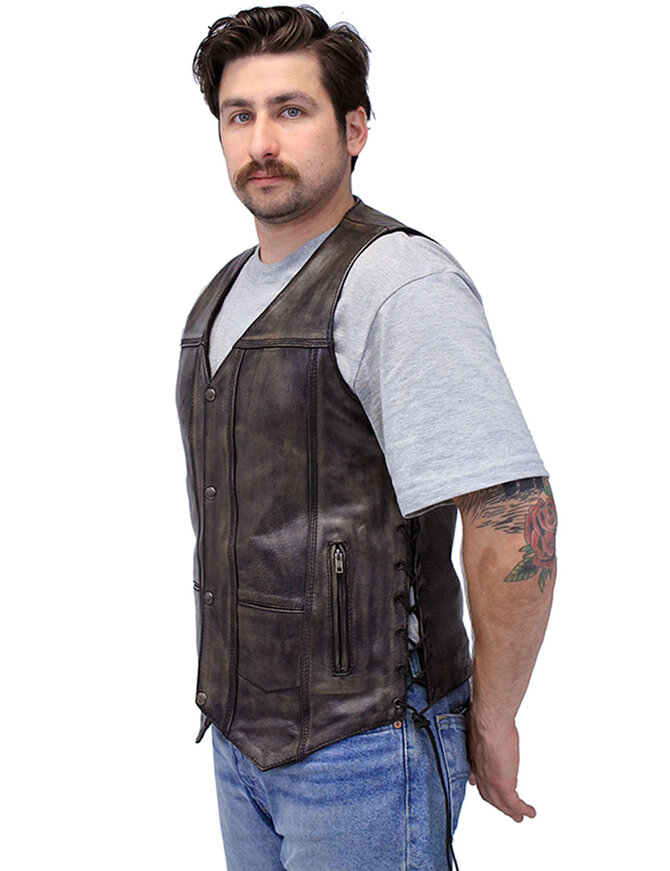 Vintage Brown Leather Vest For Conceal Carry #VMA3540GN - Jamin ...