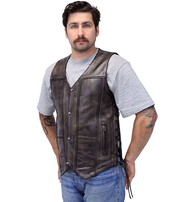 Vintage Brown Leather Vest For Conceal Carry #VMA3540GN