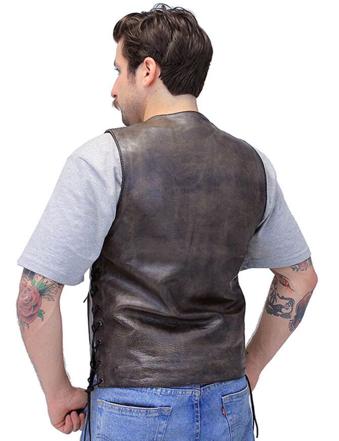 Vintage Brown Leather Vest For Conceal Carry #VMA3540GN