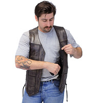 Vintage Brown Leather Vest For Conceal Carry #VMA3540GN