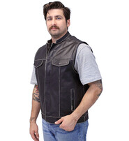 Jamin Leather® Vintage Brown Club Vest w/Concealed Pockets #VMA6654GK