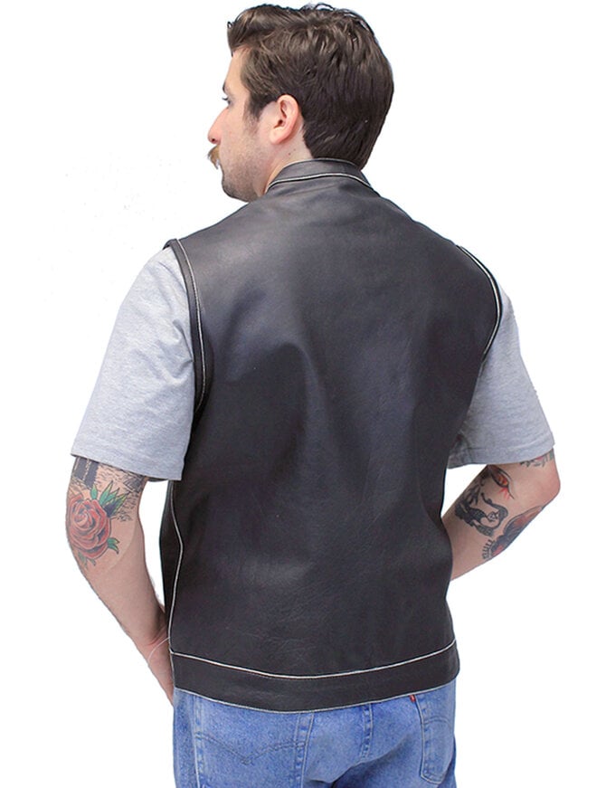 Jamin Leather® Vintage Brown Club Vest w/Concealed Pockets #VMA6654GK