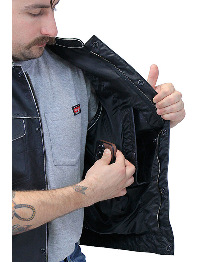 Jamin Leather® Vintage Brown Club Vest w/Concealed Pockets #VMA6654GK