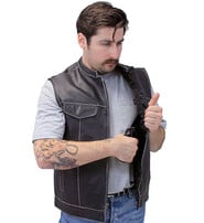 Jamin Leather® Vintage Brown Club Vest w/Concealed Pockets #VMA6654GK