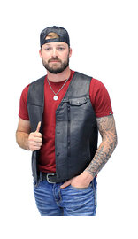 Straight Bottom Leather Vest with Side Zip Compartment #VM150GZPK