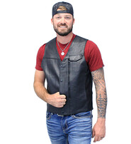 Straignt Botton Leather Vest with Side Zip Compartment #VM150GZPK