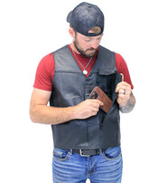 Straight Bottom Leather Vest with Side Zip Compartment #VM150GZPK